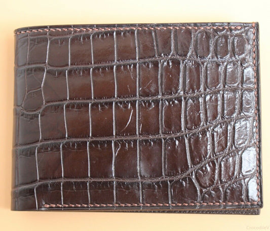 Luxury Alligator Leather Wallet, Premium Alligator Bifold Wallet for Men, Brown  | eBay