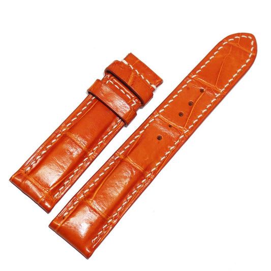 Orange Crocodile Alligator Skin Leather Watch Strap Band 18,19,20,21,22, 24mm without buckle, High Quality and Luxury handmade watch strap