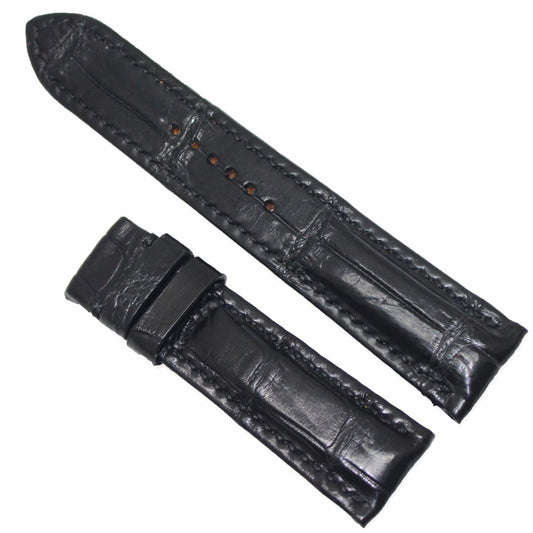 Black Crocodile Alligator Skin Leather Watch Strap Band 16, 18,19,20,21,22, 24mm