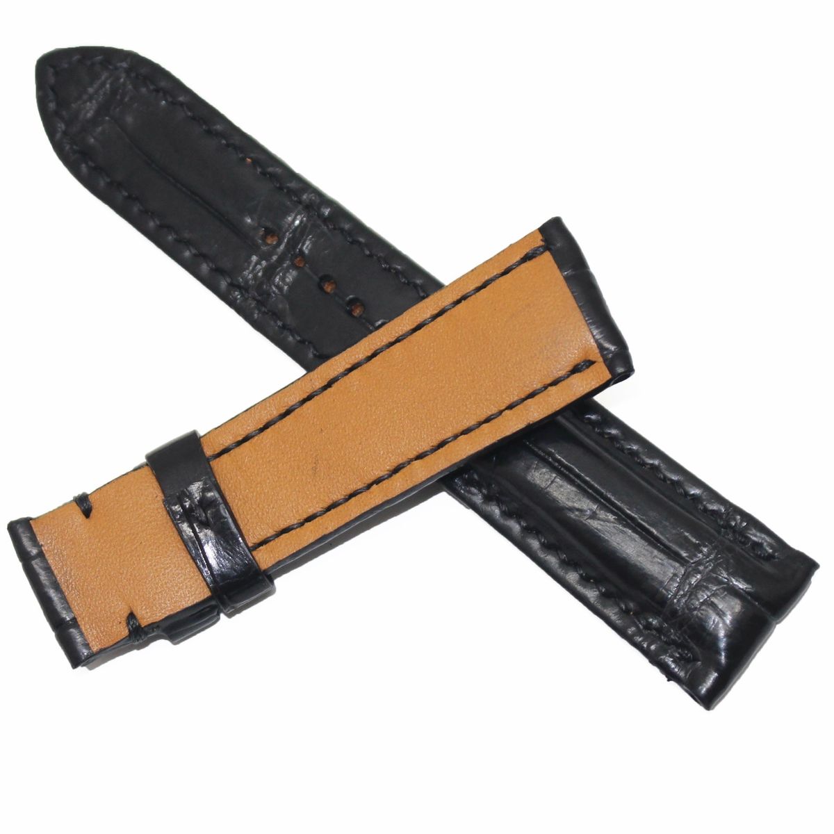 Black Crocodile Alligator Skin Leather Watch Strap Band 16, 18,19,20,21,22, 24mm Black Crocodile Alligator Skin Leather Watch Strap Band 16, 18,19,20,21,22, 24mm