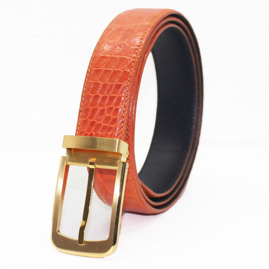 Orange Genuine Alligator CROCODILE Leather Skin Men's Belt, size S-XXL