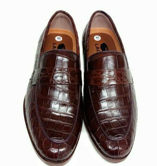 Men's Shoes Genuine Crocodile Alligator Skin Leather Handmade  | Brown, Black