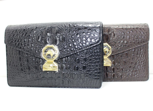 Handmade Crocodile Skin Clutch Wallet Business, Stylish Crocodile Clutch Wallet