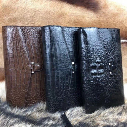 Men’s Business Crocodile Clutch Bag, Stylish Crocodile Clutch Wallet