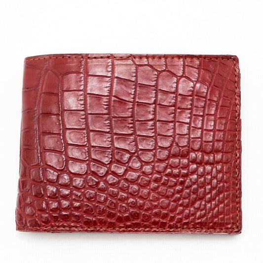 Crocodile Leather Skin Men's bifold wallet DOUBLE SIDE Red Genuine Alligator