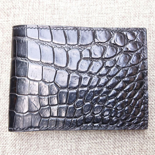 Luxury Alligator Leather Wallet, Premium Alligator Bifold Wallet for Men, Black