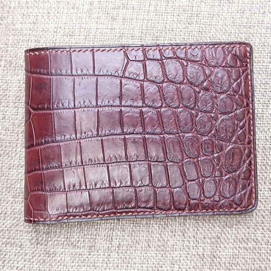 Leather Alligator Wallet: Luxury Brown Premium Alligator Bifold Wallet for Men
