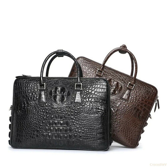 Handmade Genuine Crocodile Leather Briefcase Laptop Bag, Business Bag (2 Colors)