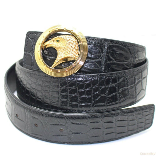 Men's Belt Genuine Crocodile Alligator Skin Leather Belt Handmade, Without Joint