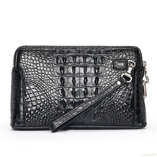 Men’s Genuine Crocodile Wallet Leather Skin, Wallet Business Clutch With Lock