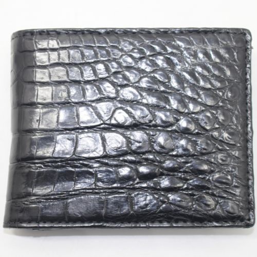 Crocodile Leather Skin Men's bifold wallet, DOUBLE SIDE Black Genuine Alligator