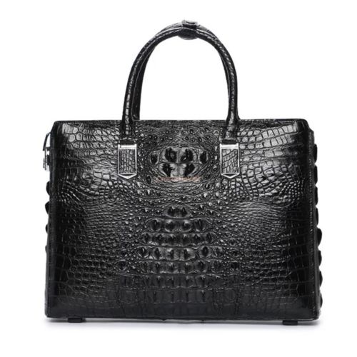 Genuine Crocodile Alligator Leather Briefcase Business Work Bag #OB1601  | Black