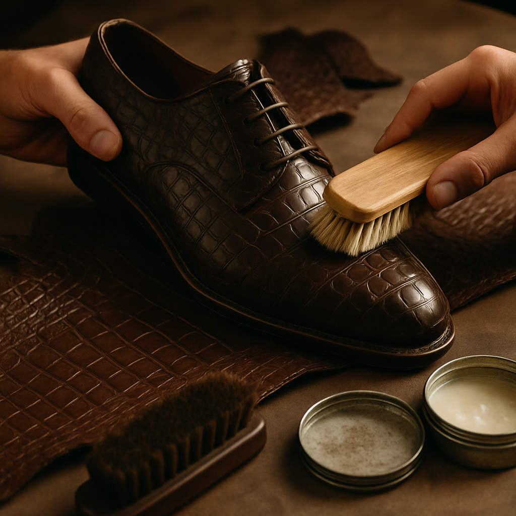 clean crocodile leather shoes