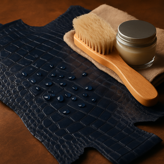 water on exotic leather