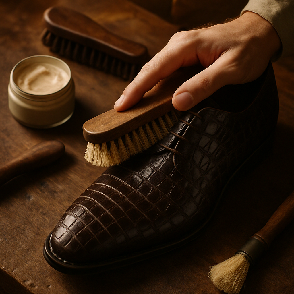 clean crocodile leather shoes