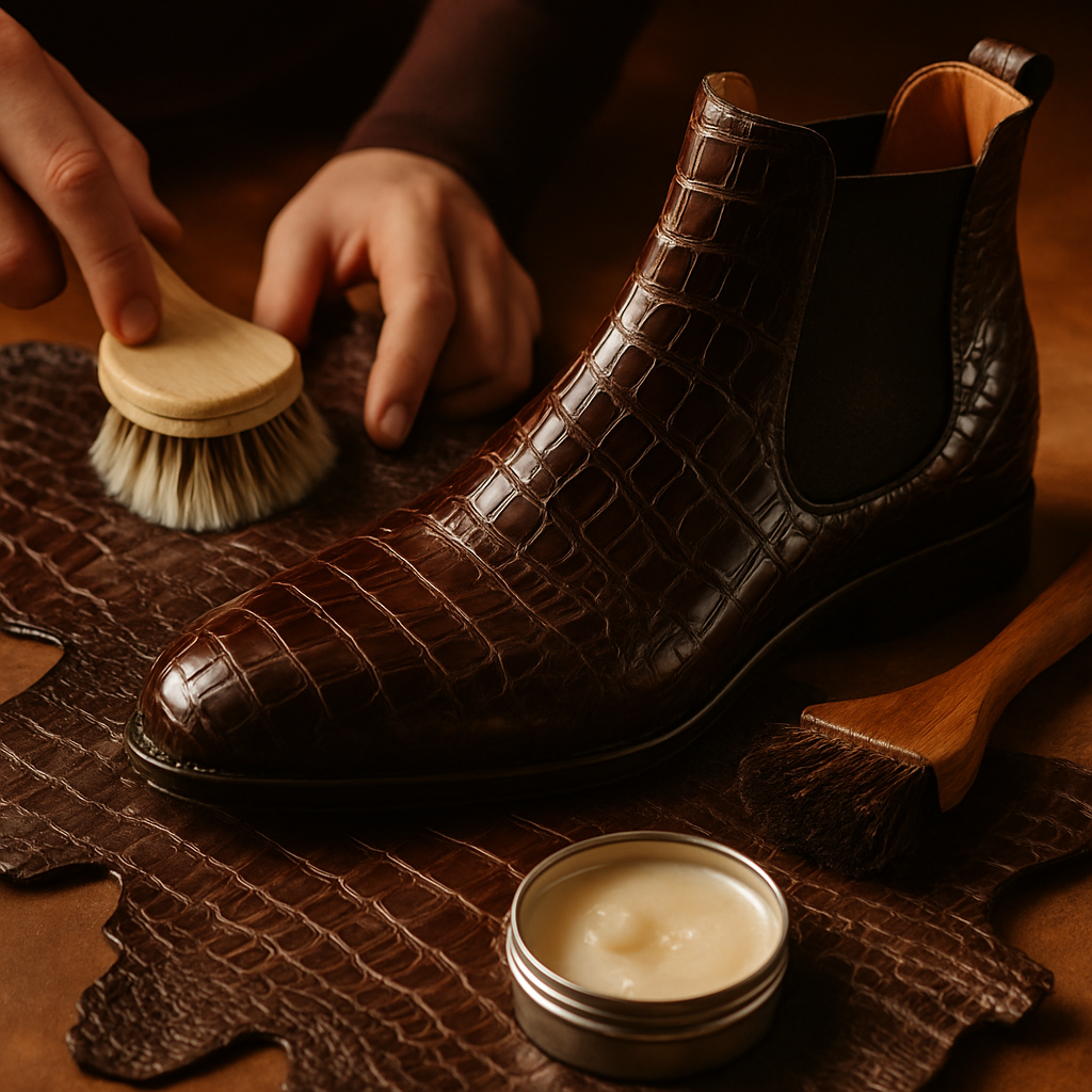 crocodile Chelsea boots