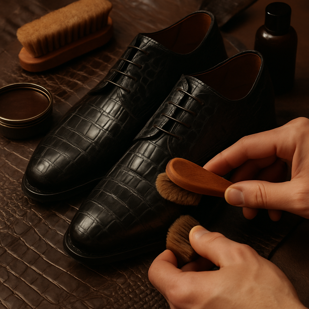 clean crocodile leather shoes