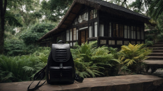 Exquisite Handcrafted Crocodile Leather Backpack in Black: Versatile Style for Travel and Daily Use