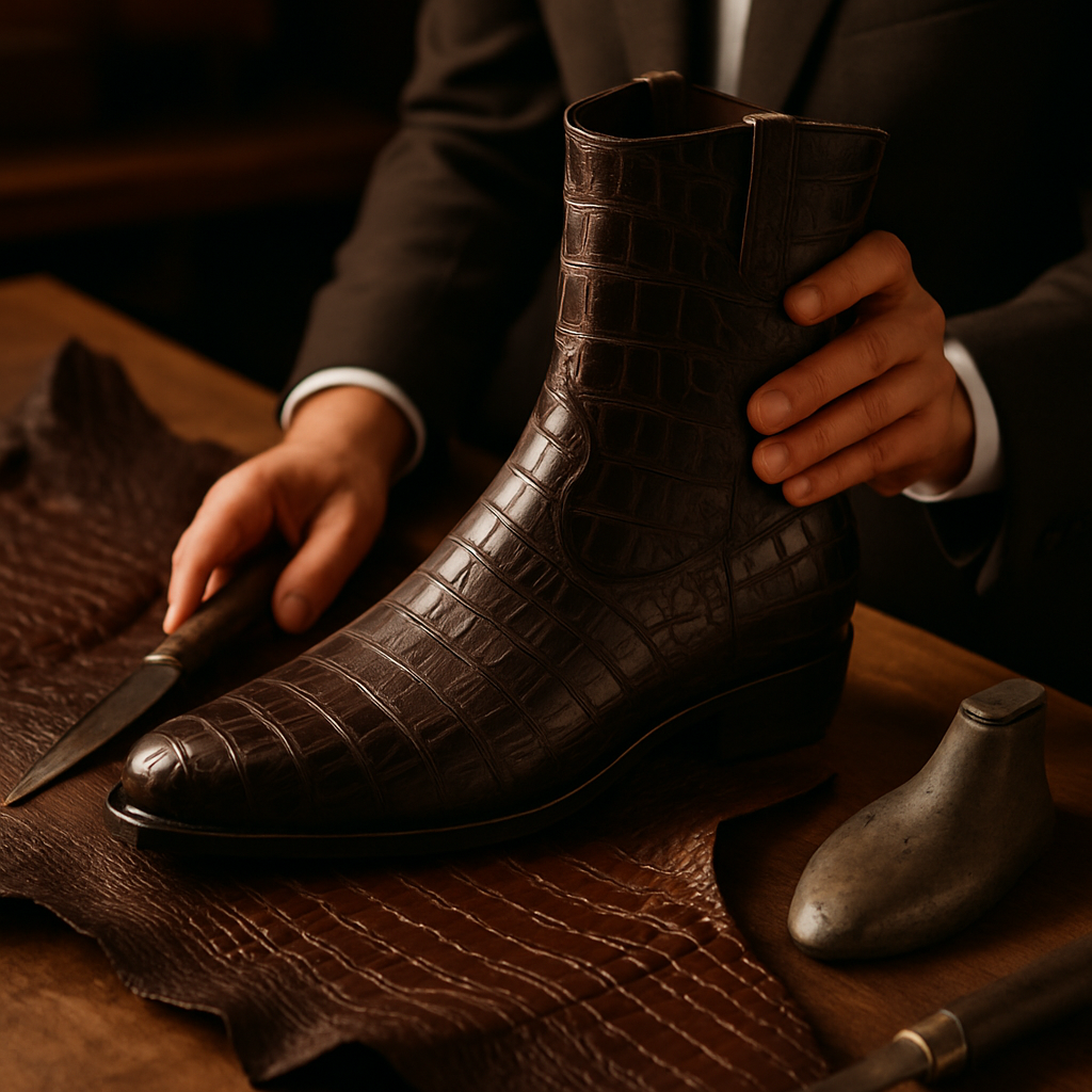 crocodile leather boots men