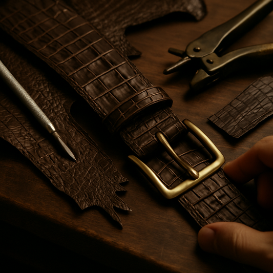 custom crocodile belt