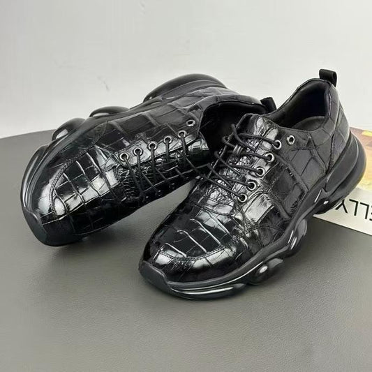 Alligator Leather Sneakers: Hand-Crafted Black Kicks