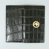 Double Side Handmade Genuine Crocodile Leather Skin MEN Long Wallet Black