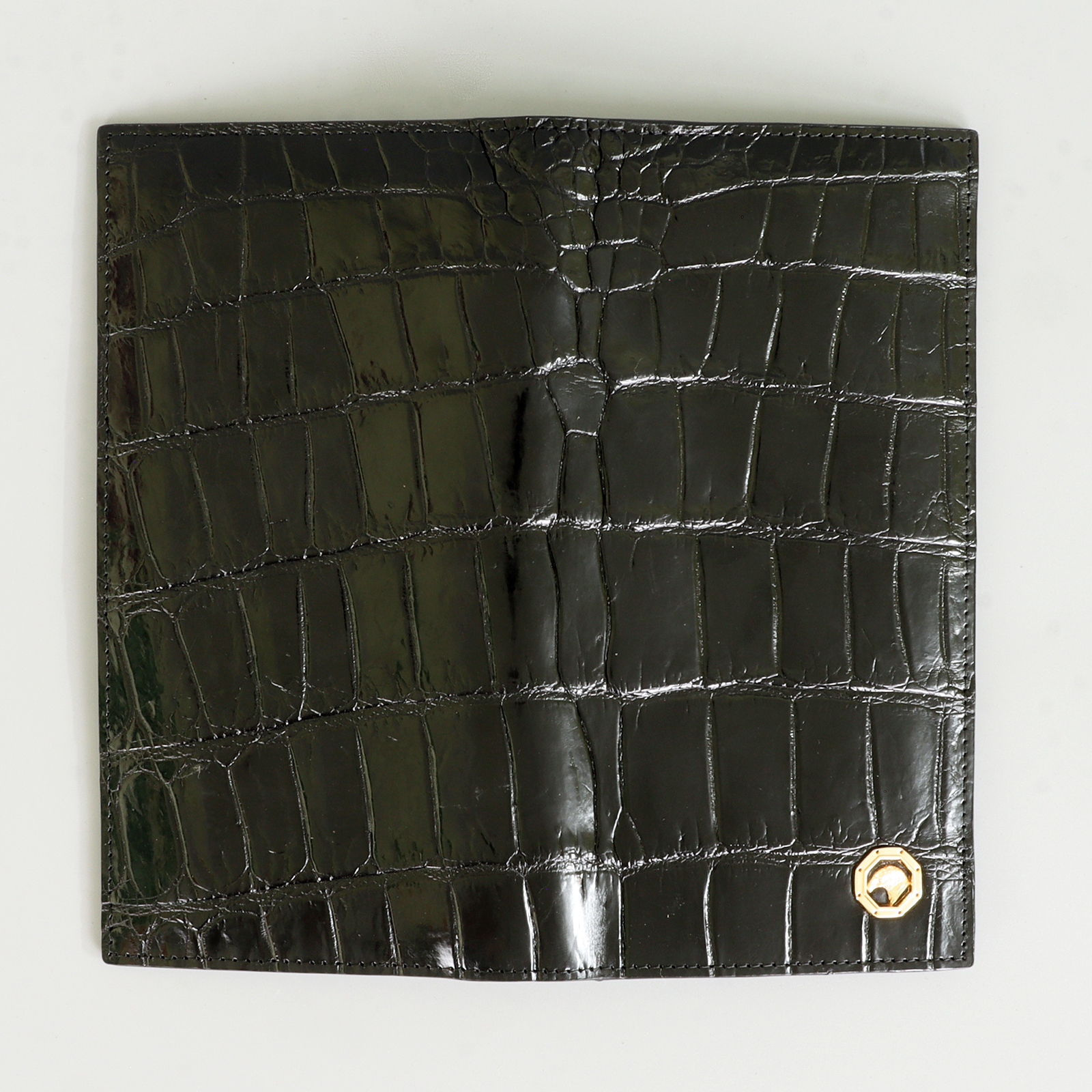 Double Side Handmade Genuine Crocodile Leather Skin MEN Long Wallet Black