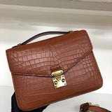 Genuine Matte Alligator Leather Top Handle Bag for Women