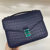Genuine Matte Alligator Leather Top Handle Bag for Women