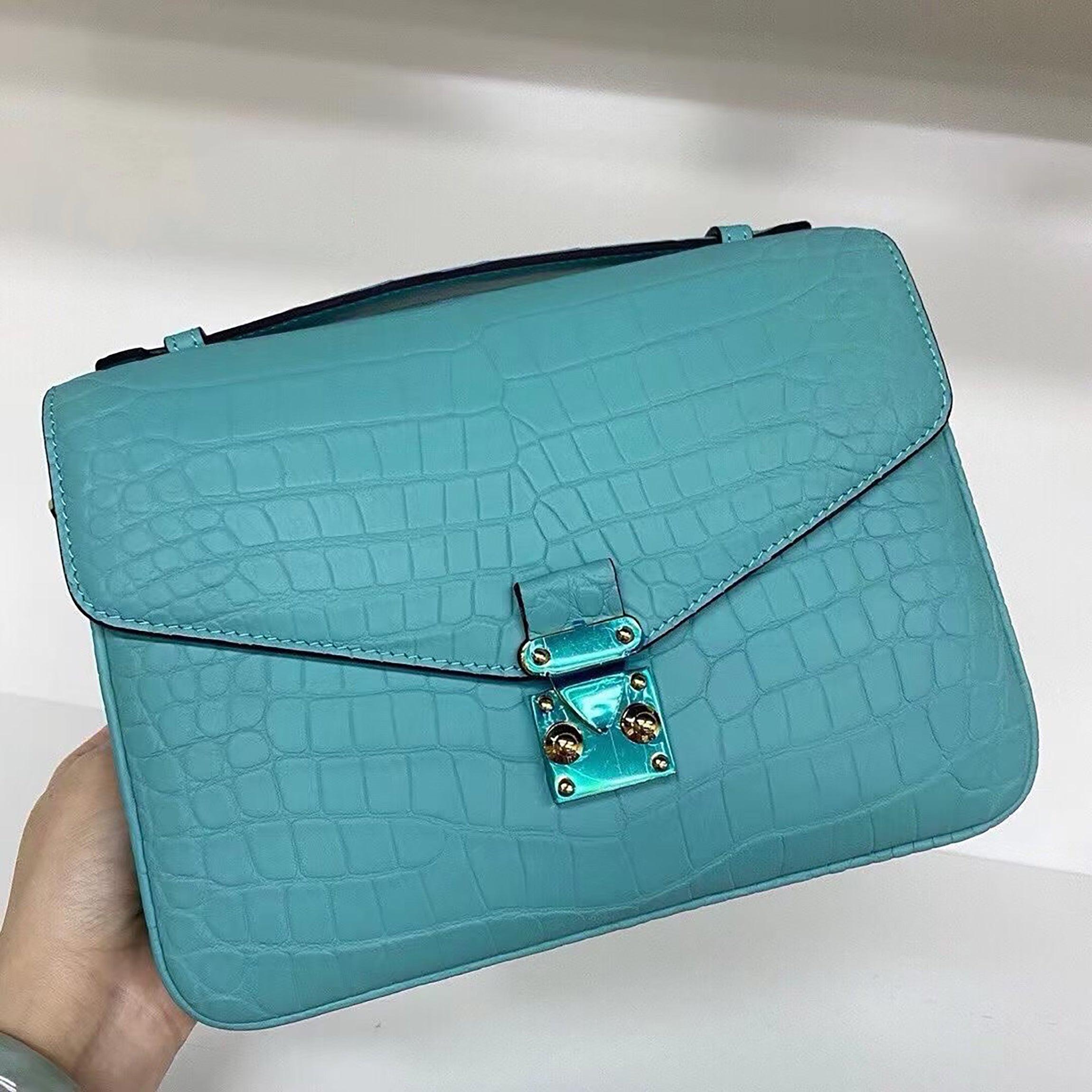 Genuine Matte Alligator Leather Top Handle Bag for Women
