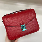 Genuine Matte Alligator Leather Top Handle Bag for Women