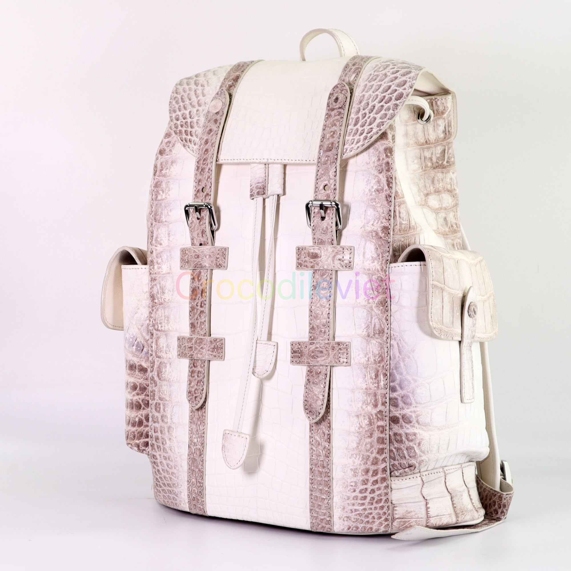 croc faux leather backpack with shoulder straps Himalaya Alligator Skin Leather Backpack Shoulder Bag Travel Bag – Crocodile Viet