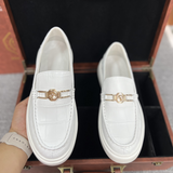 Men's Genuine Crocodile Leather Slip On Loafer Bit Shoes White