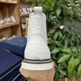 Men's White Crocodile Alligator Handcraft Boots Fashion shoes
