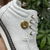 Men's White Crocodile Alligator Handcraft  Fashion Shoes