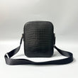 black genuine alligator leather crossbody bag front view with adjustable strap