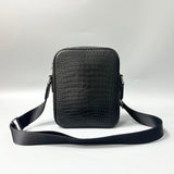 black genuine alligator leather crossbody bag front view with adjustable strap
