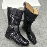 Men’s Handcrafted Alligator Crocodile Leather Luxury Alligator Boots Black, Dark Brown