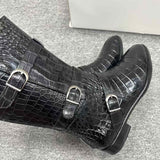 Men’s Handcrafted Alligator Crocodile Leather Luxury Alligator Boots Black, Dark Brown