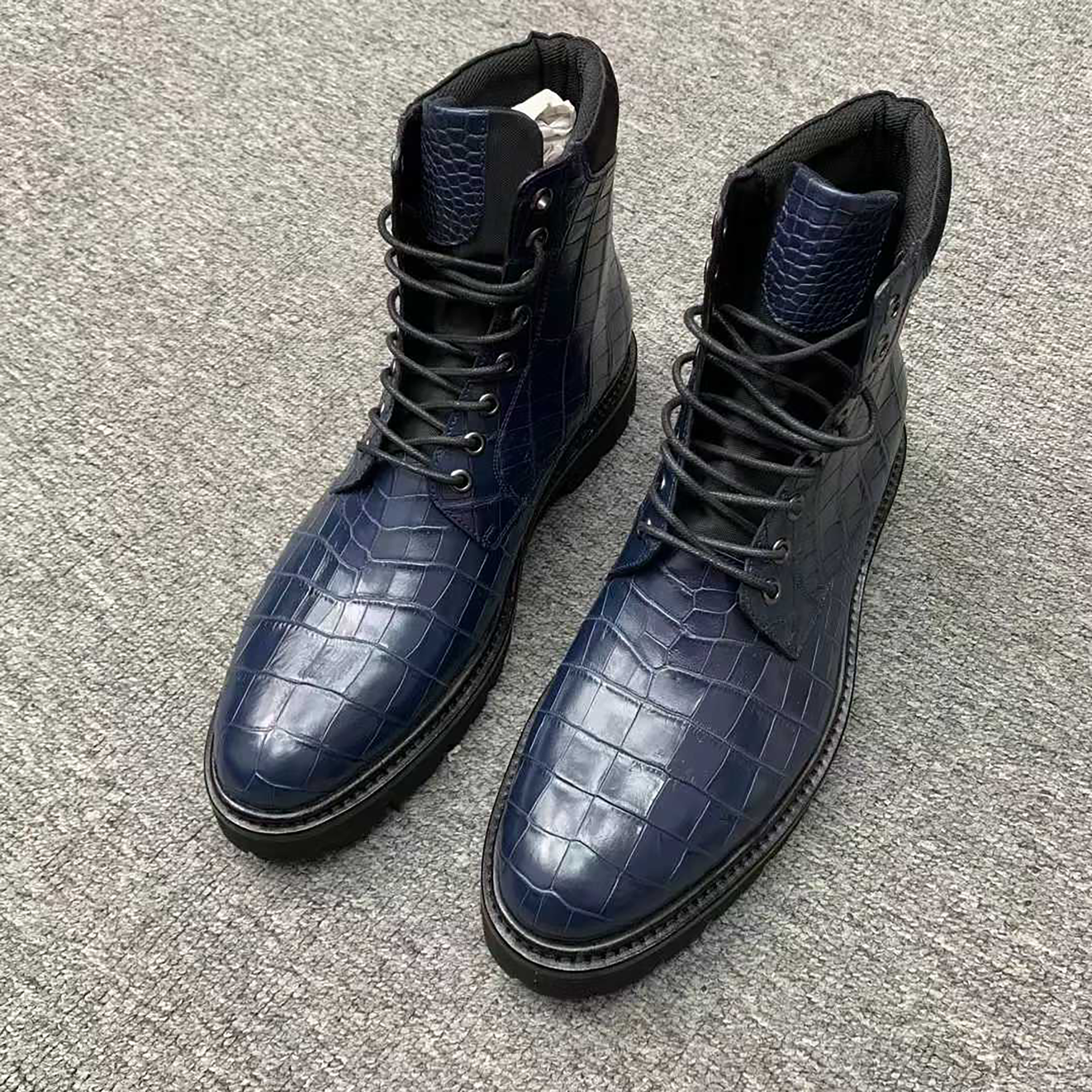 Handmade Men’s Alligator Leather Boots – Premium Black, Dark Brown, Navy