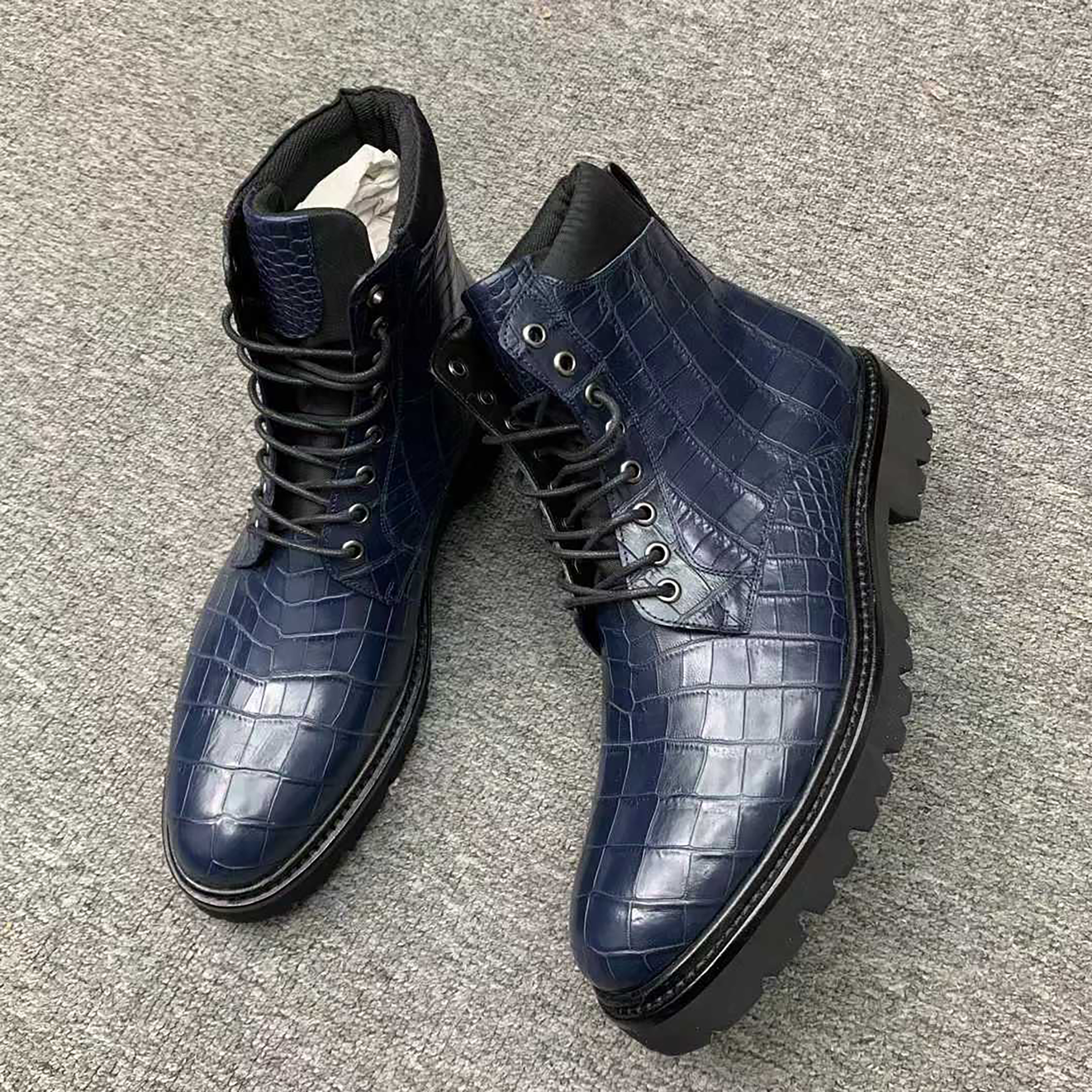 Handmade Men’s Alligator Leather Boots – Premium Black, Dark Brown, Navy