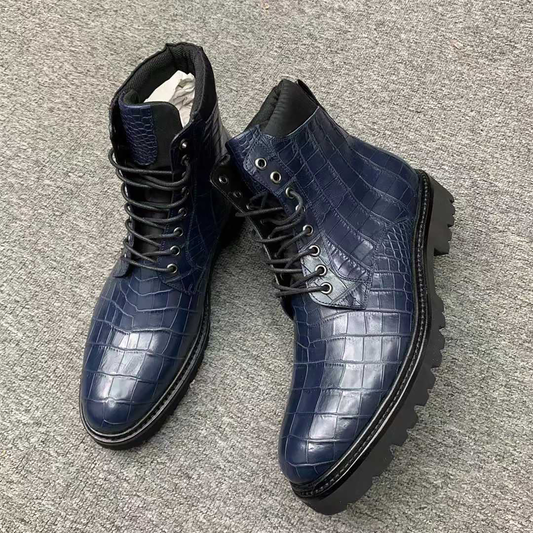 Handmade Men’s Alligator Leather Boots – Premium Black, Dark Brown, Navy