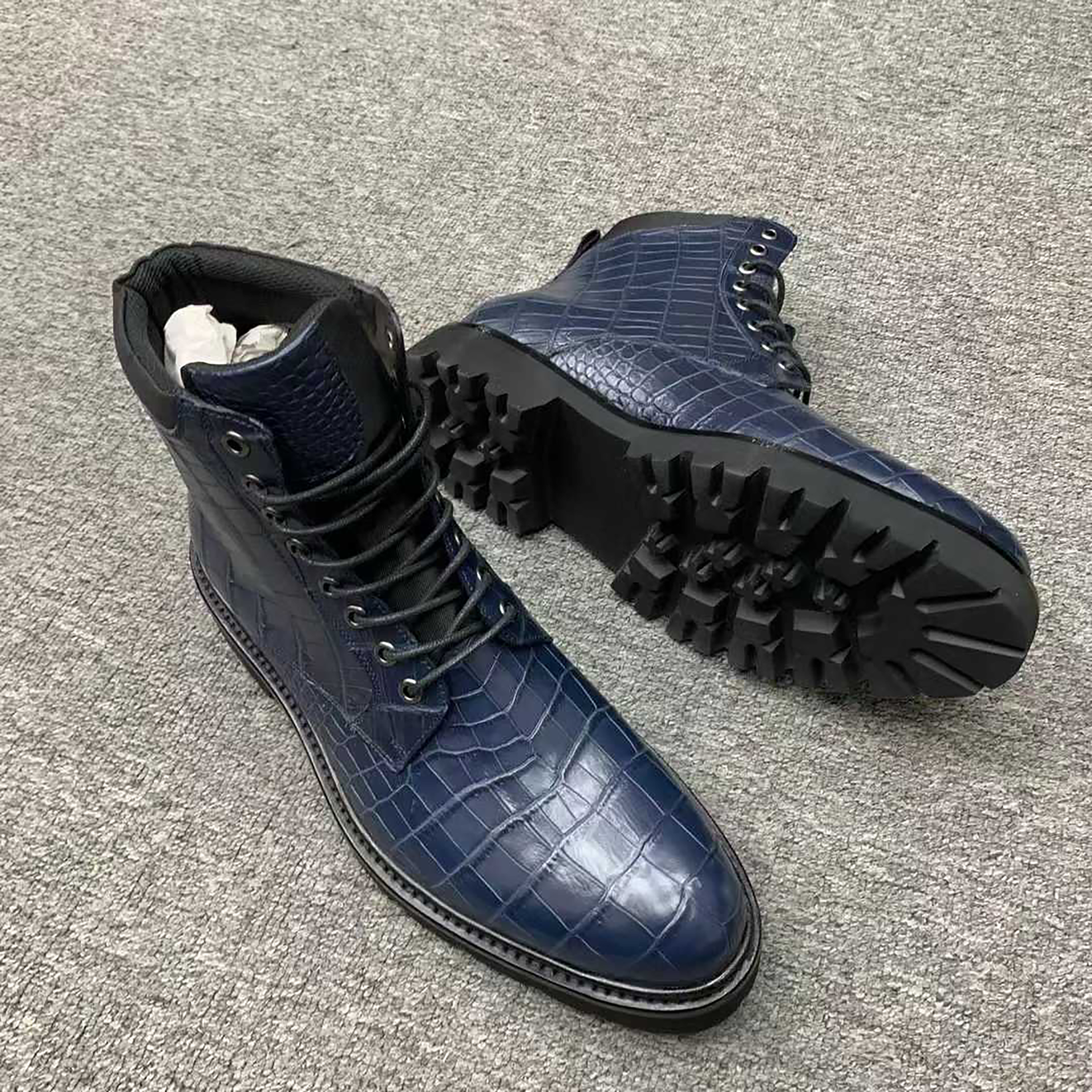 Handmade Men’s Alligator Leather Boots – Premium Black, Dark Brown, Navy