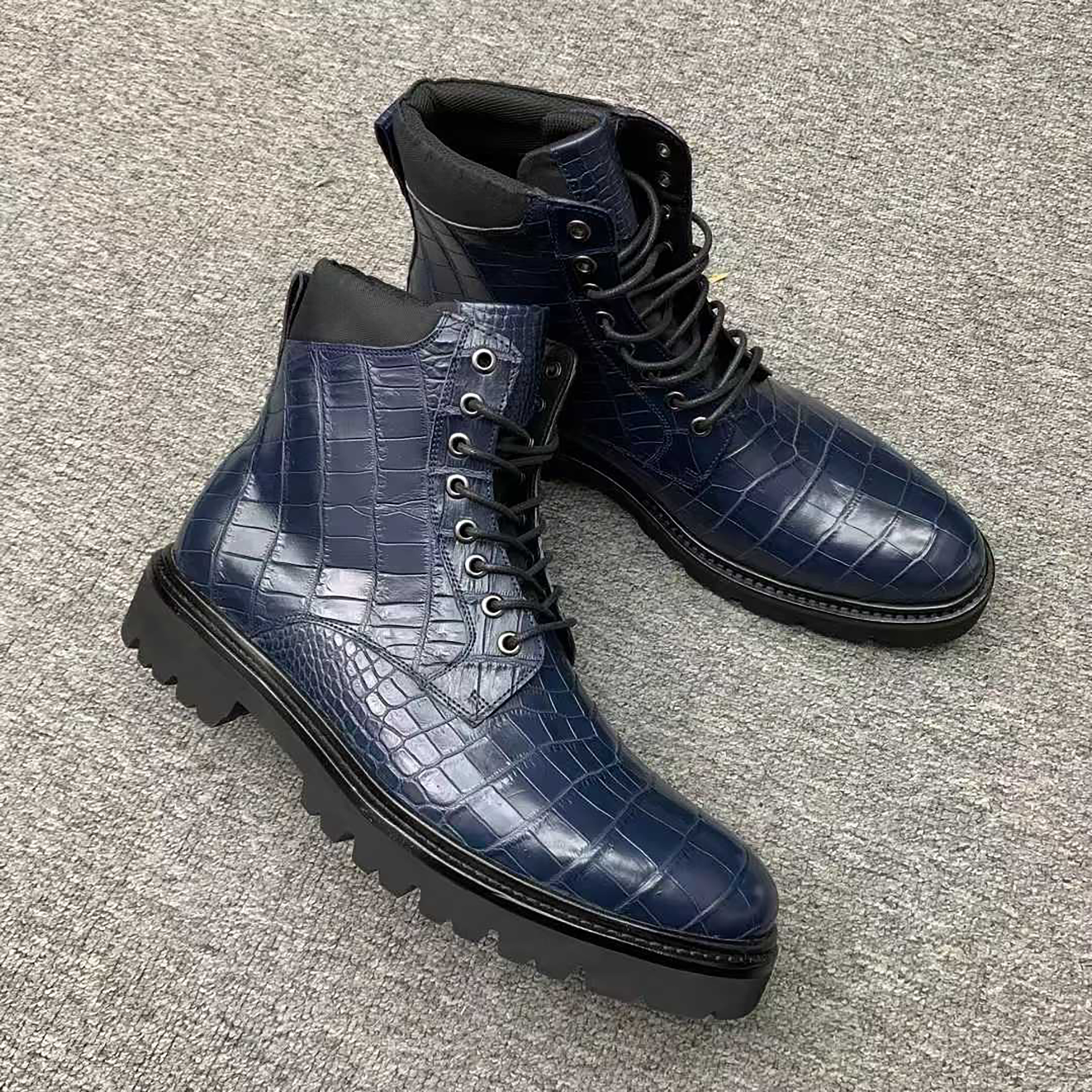 Handmade Men’s Alligator Leather Boots – Premium Black, Dark Brown, Navy