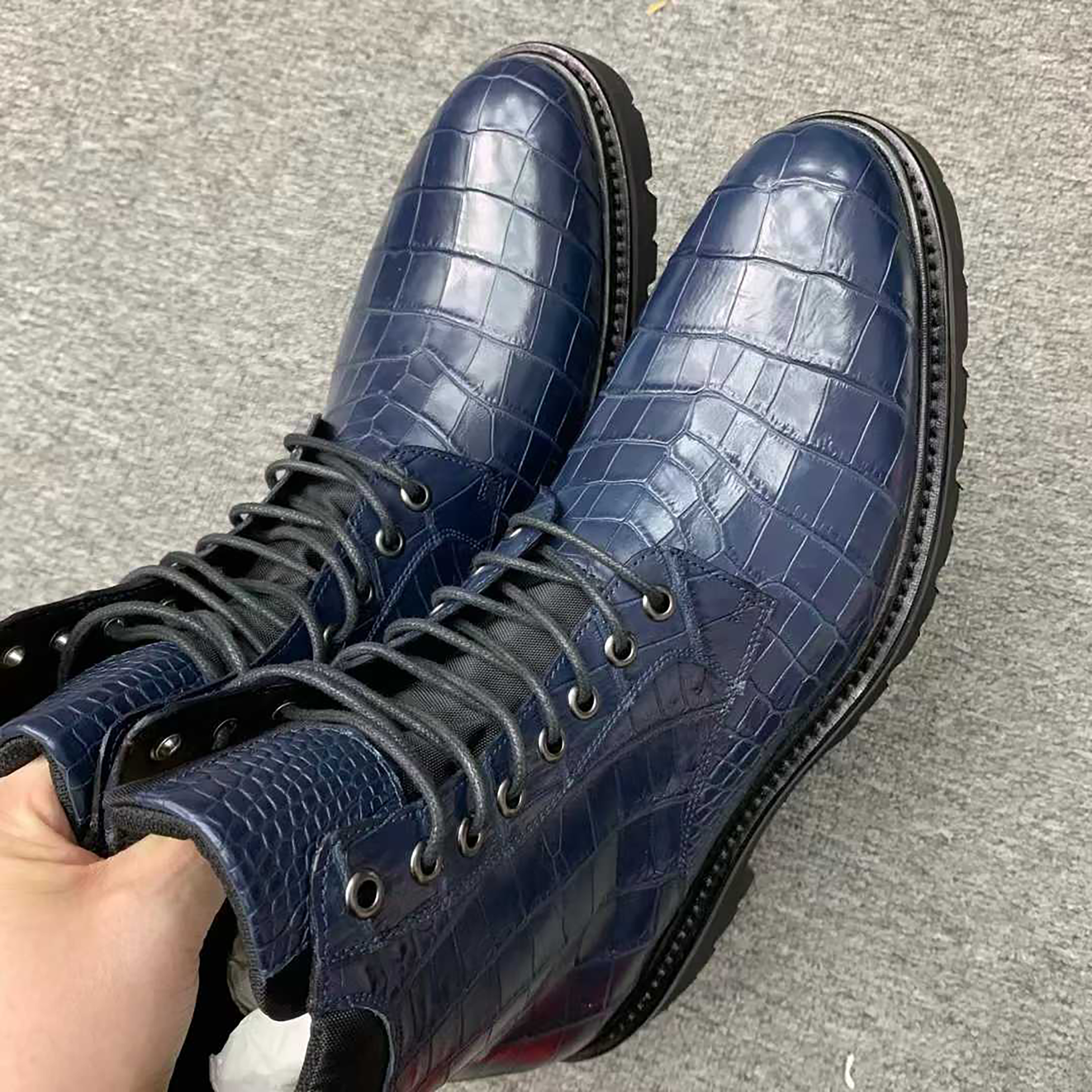Handmade Men’s Alligator Leather Boots – Premium Black, Dark Brown, Navy
