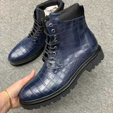 Handmade Men’s Alligator Leather Boots – Premium Black, Dark Brown, Navy