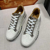 Handmade White Belly Alligator Sneakers for Men – Premium Men’s Himalaya Alligator Skin Sneakers with Luxury Street Style