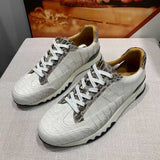 Handmade White Belly Alligator Sneakers for Men – Premium Men’s Himalaya Alligator Skin Sneakers with Luxury Street Style