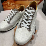 Handmade White Belly Alligator Sneakers for Men – Premium Men’s Himalaya Alligator Skin Sneakers with Luxury Street Style
