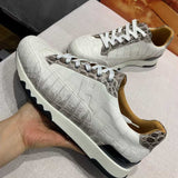 Handmade White Belly Alligator Sneakers for Men – Premium Men’s Himalaya Alligator Skin Sneakers with Luxury Street Style